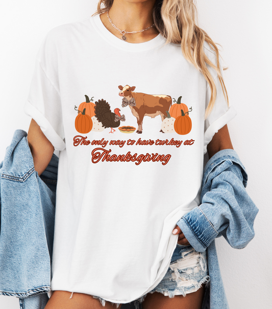 Vegan Turkey Shirt Thanksgiving Comfort Colors Tee